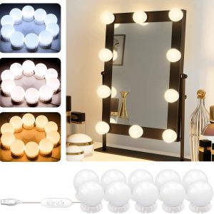 4 Bulb Battery Powered with Powerful Suction Cups. Jayia Cordless Portable Vanity Make Up Bright LED Mirror Light for Dressing Table 